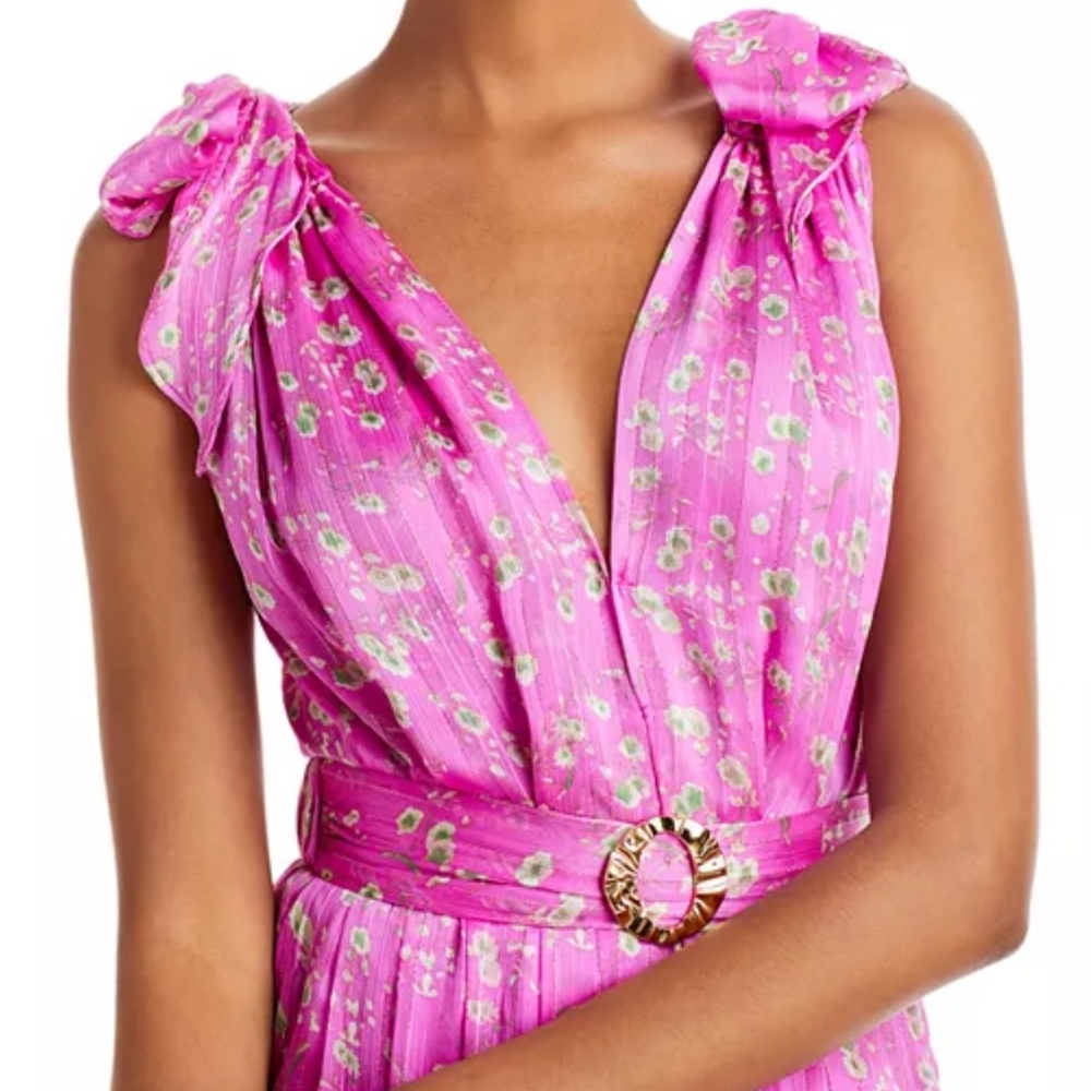 Sabina Musayev Terranova/Kimber Floral Chiffon Midi Dress - Large, Fuchsia/Pink - Picture 10 of 15